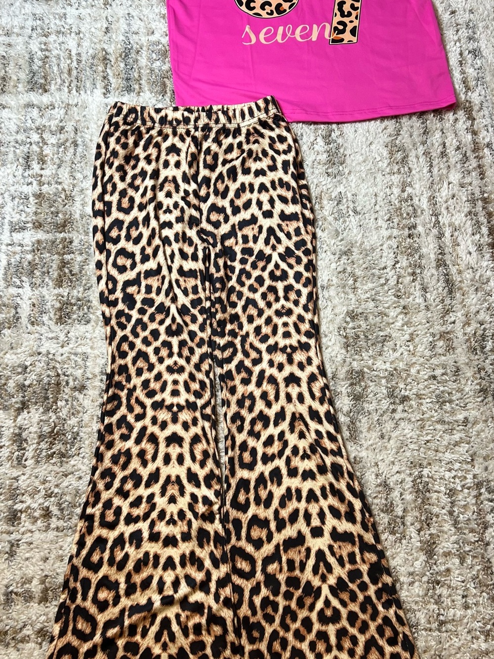 PatPat Leopard Print Flare Pants - Black and Brown